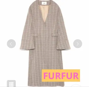 FURFUR 체크 무늬 롱 코트