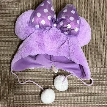 미니 마우스 보라색 플리스 모자