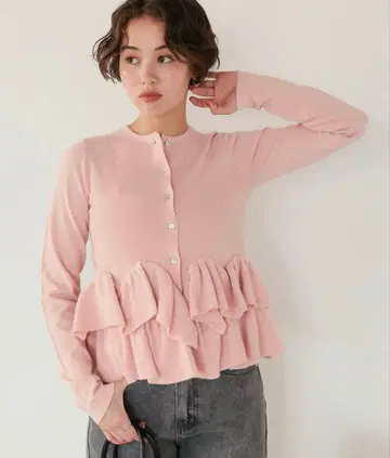 티티베이트 프릴 헴 니트 가디건 상의 여성용 가디건