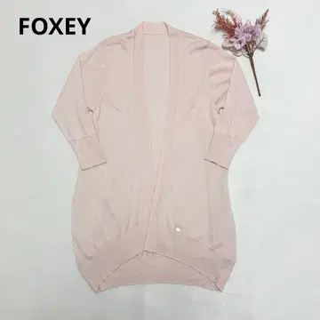 FOXEY 롱 가디건 핑크 프리 사이즈 캐시미어 실크 플레이트