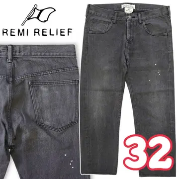 레미 레리프 REMI RELIEF 페인트 가공 블랙 데님 팬츠