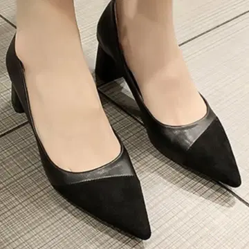 [ 하이힐 ] 펌프스 블랙 와이드 힐 24.0cm