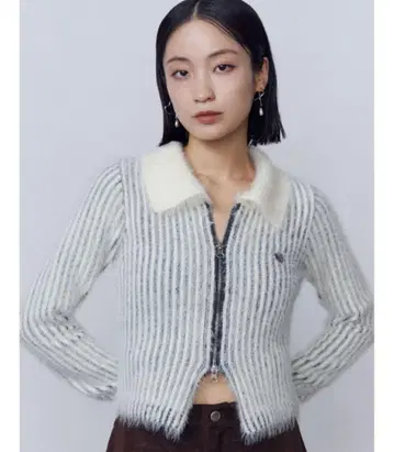 EMODA 샤기 플레이팅 지퍼 상의