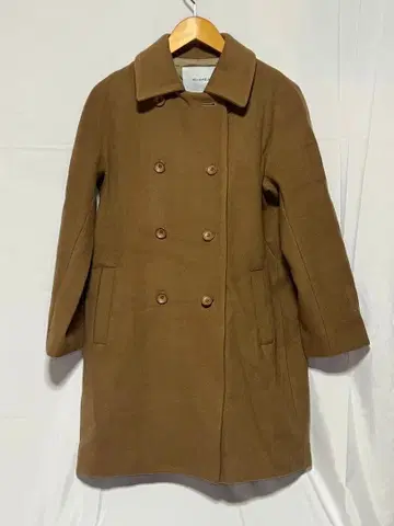 엘리오폴 브라운 더블 버튼 피 코트