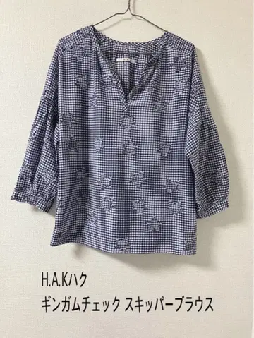 H.A.K 하크 깅엄 체크 스키퍼 블라우스