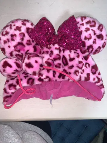 디즈니 팬캡 레오파드 무늬 핑크 미니