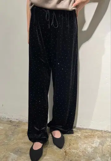 폴린느브로 글리터 큐빅 벨로아 팬츠