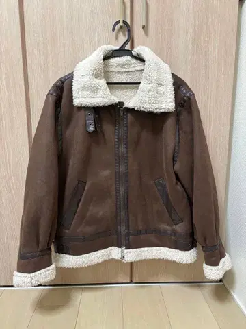 브라운 인조 모피 무스탕 코트