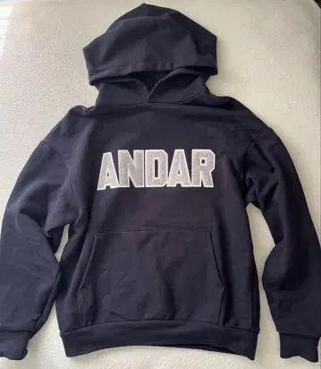 andar 안다르 시그니처 로고 맨투맨 후드티 네이비