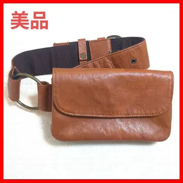 Archive 가죽풍 레더풍 바디백 웨스트 파우치 카멜색