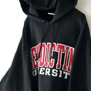 챔피온 BENEDICTINE 대학 후드티 L 블랙 블랙 구제 의류