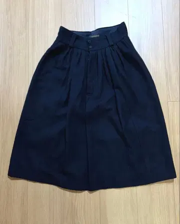 레어 y's 울 개더 턱 스커트 네이비