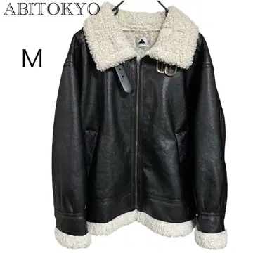 ABITOKYO(아비토쿄) 페이크 레더 보아 블루종 블랙 M