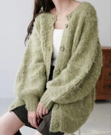 DISCOAT 샤기 브러싱 롱 가디건