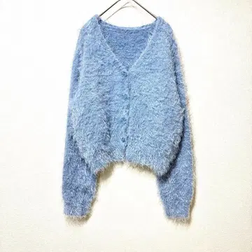 니트 스웨터 가디건 스카이블루