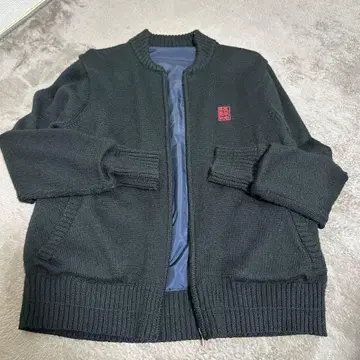 블랙 드래곤 자수 니트 가디건