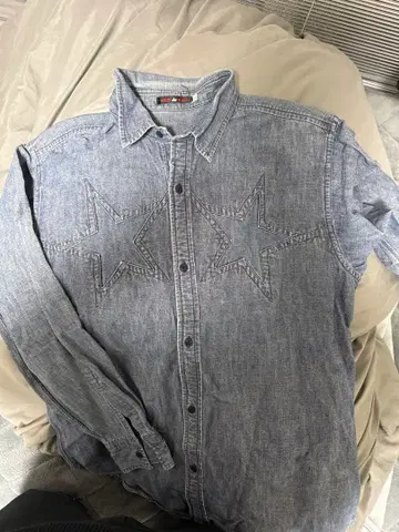 RED EAR 데님 셔츠 L 별 모양 자수