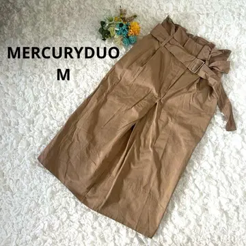 머큐리 듀오 허리 프릴 벨트 스커트 A라인 베이지 M