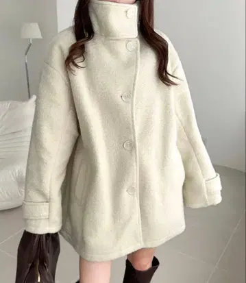 울라이크 스탠드 2WAY 컬러링 니트 미들 기장 오버 사이즈 코트