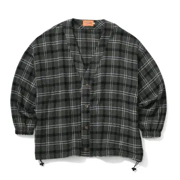 keboz KEBOZ CHECK CARDIGAN MOSSGREEN XL