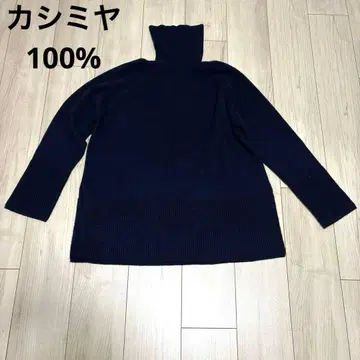 띠어리 캐시미어 100 터틀넥 니트 양쪽 사이드 슬릿 네이비