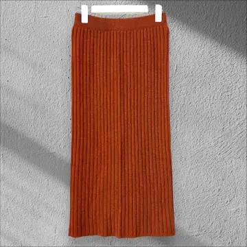 리브 니트 타이트 스커트 백슬릿 허리밴딩 온오프 겸용