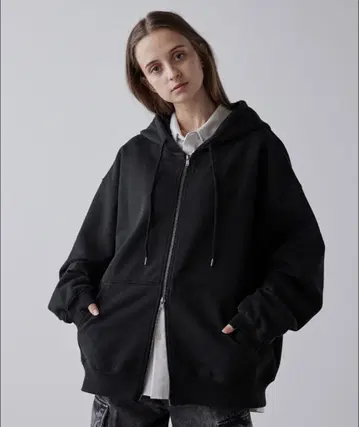 블랙 풀 지퍼 후디 L 사이즈