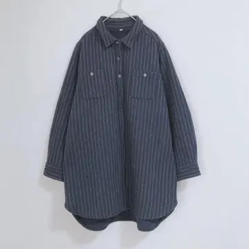 셔츠 자켓 속기모 스트라이프 면 코튼 100 빅 사이즈 3L