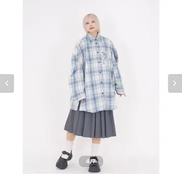 neuron 오버 체크 셔츠 Sky x Yellow 야바이T셔츠야