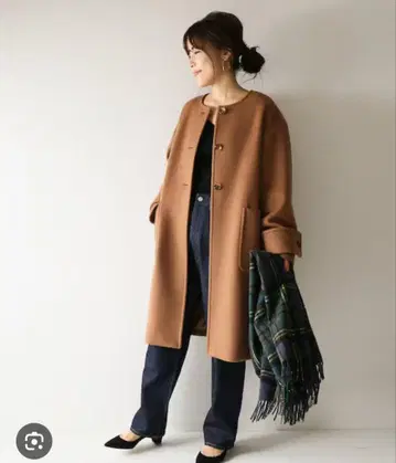 스픽 앤 스팬 비버 크루넥 코트 노카라 아우터