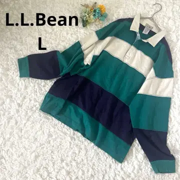 엘엘빈 남성용 라거 셔츠 긴팔 보더 피케 셔츠 L 빈티지