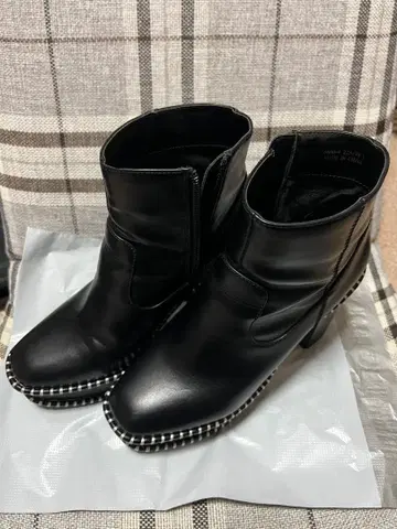 MOUSSY 우드 밑창 부츠 블랙 가죽 S 사이즈