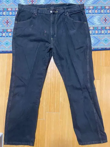 HUSTLER 블랙 스트레이트 팬츠 데미지 있음