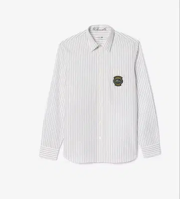 화이트 스트라이프 긴팔 셔츠 자수 패치 포함