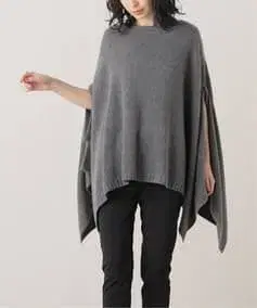 캐시미어 혼방 니트 판초