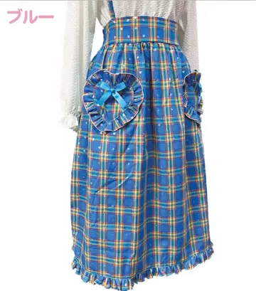 나일 퍼치 블루 체크 무늬 롱 스커트