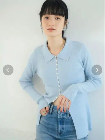 [ 새상품급 ] 버튼 디자인 니트 가디건 블루