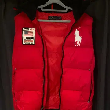 랄프 로렌 다운 베스트 빨간색 s 사이즈