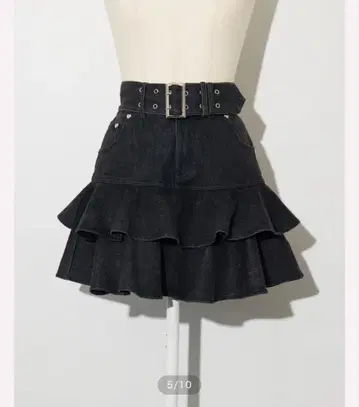 pium 벨트 포함 티어드 데님 스커트