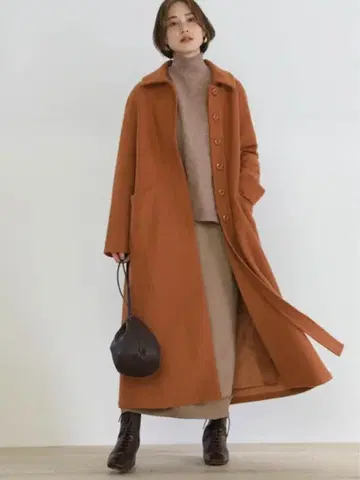 select moca 스텐 칼라 테이프 디자인 코트 카멜