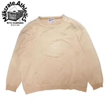 MILKCRATE 베이지 그래픽 맨투맨 트레이닝복