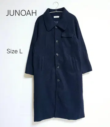JUNOAH 네이비 롱 코트 심플 L 사이즈