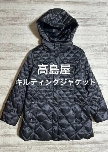 타카시마야 퀼팅 자켓 다운 자켓 후드 탈부착 가능 블랙