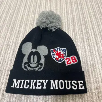 디즈니 미키마우스 니트 모자 블랙 폼폼 포함