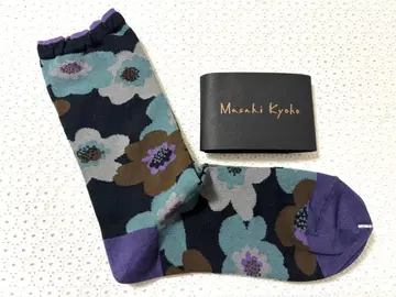 새상품 Masaki Kyoko 꽃무늬 양말 블랙