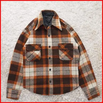 60-80s USA 구제 의류 CPO 울 헤비 플란넬 셔츠 닻 버튼