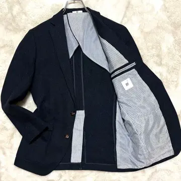 고품질 정장 셀렉트 트위드 테일러드 자켓 네이비 싸개 버튼 M