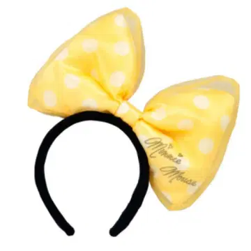 미니 마우스 도트 리본 머리띠 옐로우 컬러