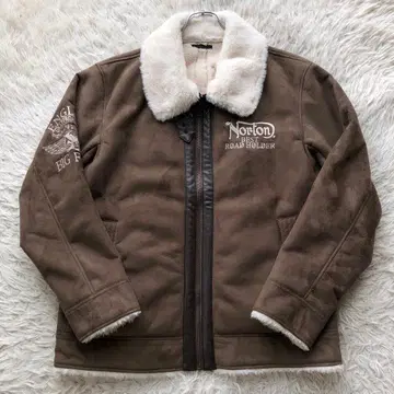 [최근 모델 거의 미사용] 노턴 무스탕 자켓 브라운 3L 자수 보아