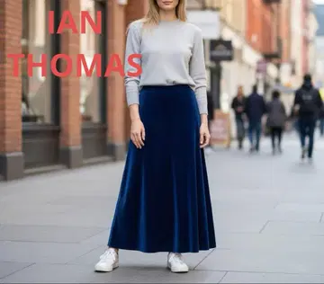 이안 토마스 네이비 벨벳 롱 스커트 9호 포멀